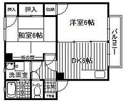 ベル下川 1階2DKの間取り