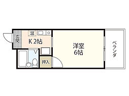 多田ビル 1Kの間取図画像