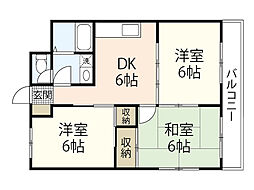 コーポ伊藤 3階3DKの間取り