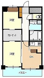 アティール観音 10階2DKの間取り