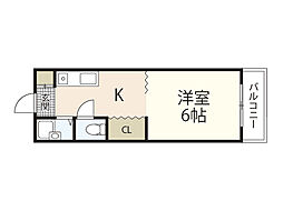 コーポ若葉 1Kの間取図画像