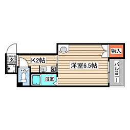 NKビル 2階1Kの間取り