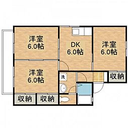 セジュール花みずきC 3DKの間取図画像