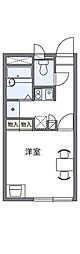 レオパレスPAPPEL 2階1Kの間取り