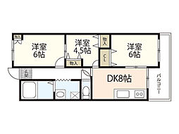 熊野第一コーポ 3LDKの間取図画像