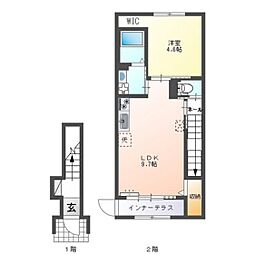 イーストヒルズＩ 2階1LDKの間取り