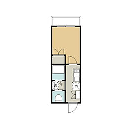 池口ビル 4階1Kの間取り