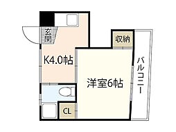 Ｃａｌｍ楠木六番館 4階1Kの間取り