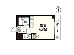 ラヴォール国泰寺 5階ワンルームの間取り