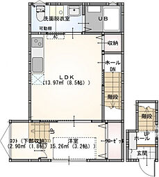 Le Lien助実（ル リアンスケザネ） 2階1LDKの間取り