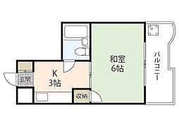 ジョイパレス南観音 4階1Kの間取り