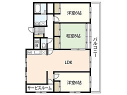 浅尾ビル 2階3LDKの間取り