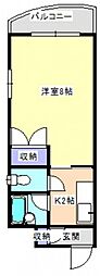 第2イノウエビル 9階1Kの間取り
