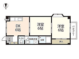 フォブールＴ＆Ｎ 2階2DKの間取り