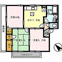 シャルマン　A棟 1階3DKの間取り