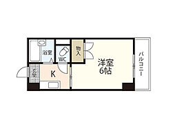 F-style　Namiki-dohri 4階1Kの間取り