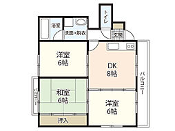 サンハイツ　アキ 2階3LDKの間取り