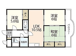 吉岡マンション 3階3LDKの間取り