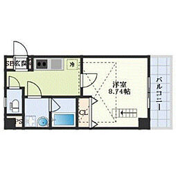 XSELL YAGA 4階1Kの間取り