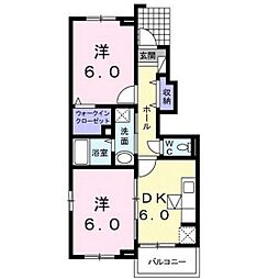 アバンツァート・ハイム　Ｂ 1階2DKの間取り