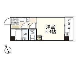 ウエストヒル 2階1Kの間取り