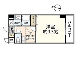 レジデンス99 3階1Kの間取り