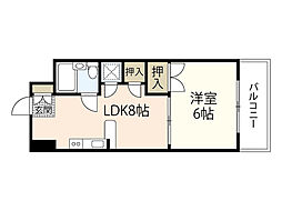 グローバル松川 6階1LDKの間取り