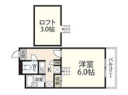 レオパレスジュネス　Ｍ　Ｋ 3階1Kの間取り
