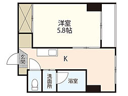 HAMAOKA.BLD 4階1Kの間取り