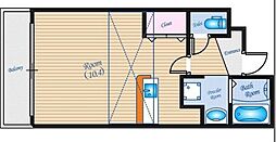 金屋町グランデ 9階ワンルームの間取り