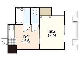 幟ビル 6階1DKの間取り