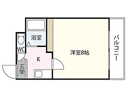 チェリーヒルズハラダ 4階1Kの間取り