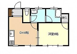山ビル 3階1DKの間取り