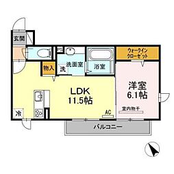 ソフィア 2階1LDKの間取り