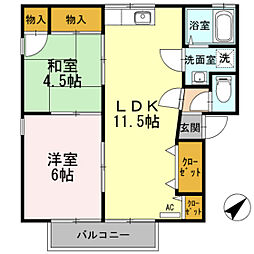 パールハイツ 2LDKの間取図画像