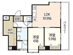 横村ビル 3階2SDKの間取り