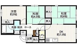 レジデンス庚午 3階3DKの間取り