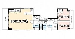 シャトー芦矢 3階2LDKの間取り