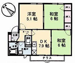 フレグランスＹＵＲＩ　　Ａ棟 1階3DKの間取り