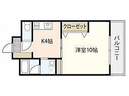 Affabile MIDORI 2階1Kの間取り