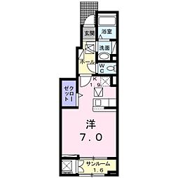 スターグレイス西原 1階1Kの間取り