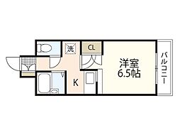 エステートベネフィット5フルタ 5階1Kの間取り