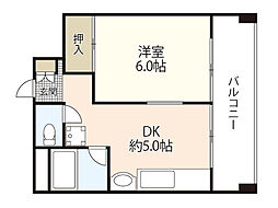 フドウ庚午ハイツプレゼンスビル 1DKの間取図画像