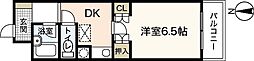 エスポアール石川 10階1Kの間取り