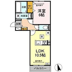 ヒルズスクエア 1LDKの間取図画像