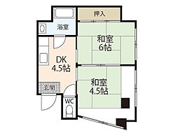 水野ビル 4階1LDKの間取り