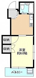 フラワービル 2階1Kの間取り