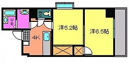 第18やたがいビル 6階2Kの間取り