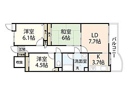 ヒューマンズプラザ青崎 9階3LDKの間取り