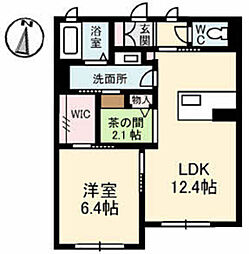 ファンコート東青崎 1階1LDKの間取り